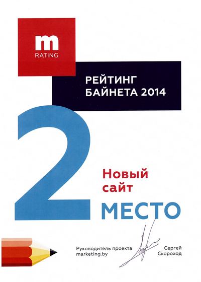 Компания Новый сайт заняла второе место в рейтинге белорусских веб-студий